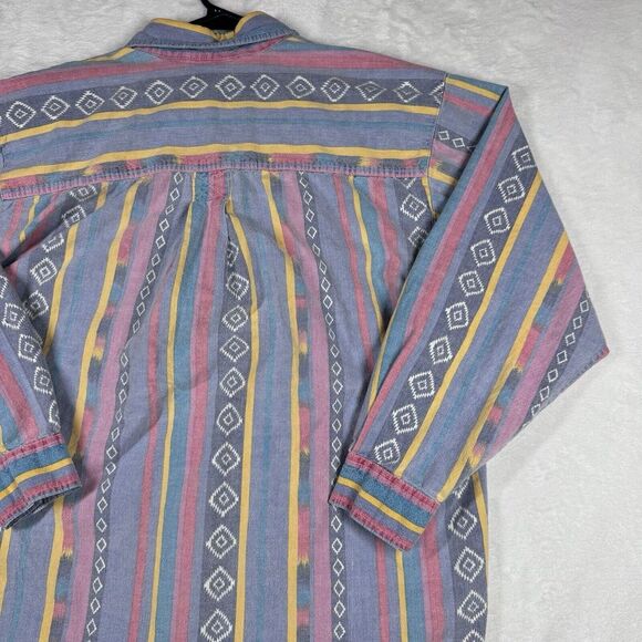 Vintage Jeans Wear Button Up Shirt Striped Abstract Aztec‎ Colorful Women's M - Picture 7 of 9